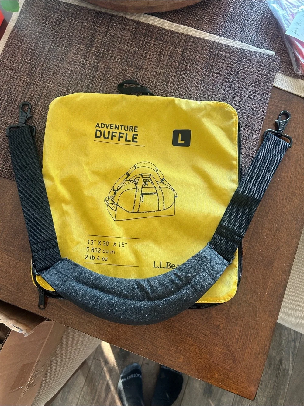 L.L. Bean Yellow and Black Travel Duffel with Carry Handles
